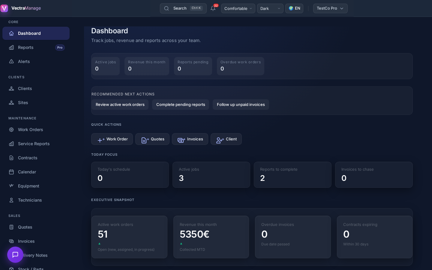 VectraManage Dashboard